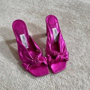 Jimmy Choo Avenue 85MM Metallic Leather Sandals